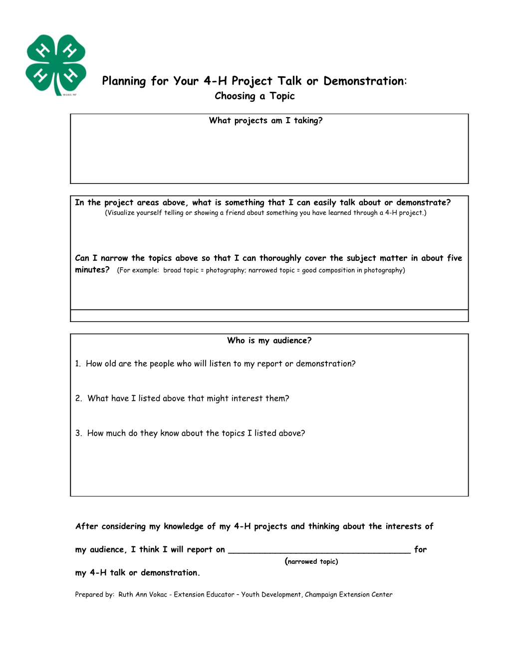 Planning and Delivering Your 4-H Report