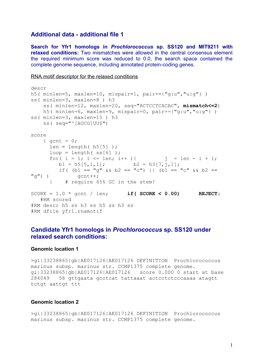 Descr H5( Minlen=5, Maxlen=8, Mispair=1, Pair+= G:U , U:G ) Ss( Minlen=3, Maxlen=8 ) H3