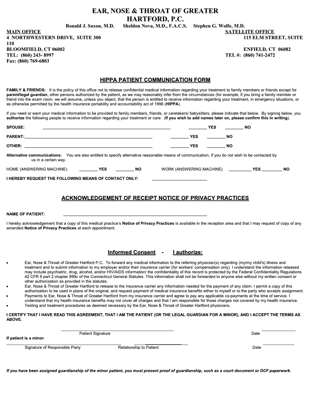 Hippa Patient Communication Form