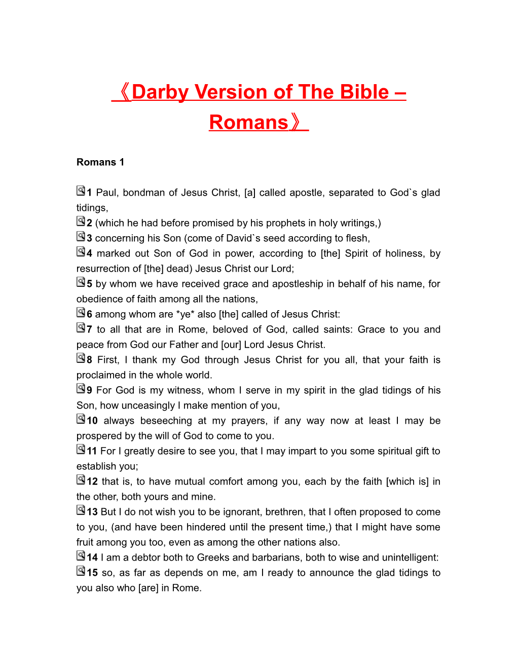 Darby Version of the Bible Romans