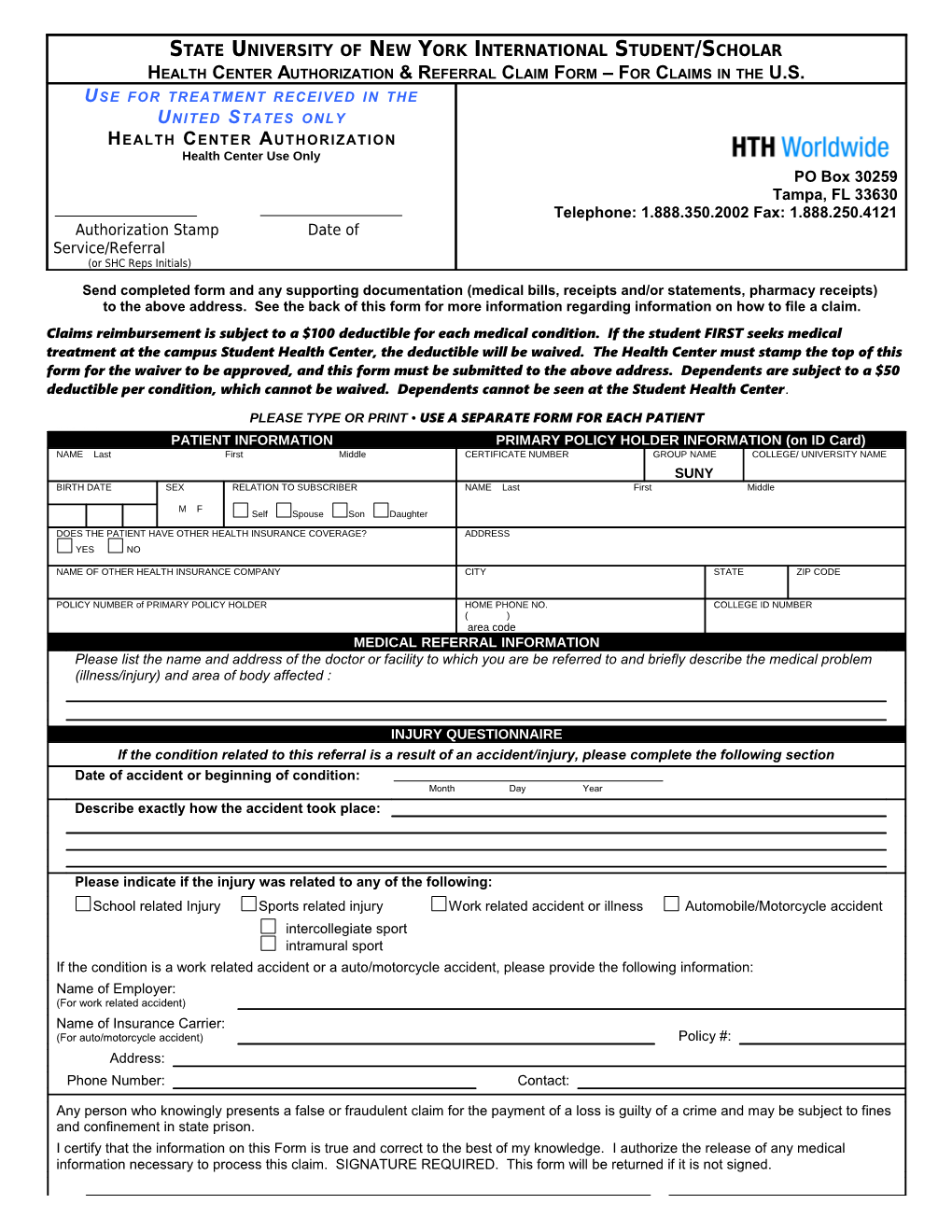 Member Claim Form