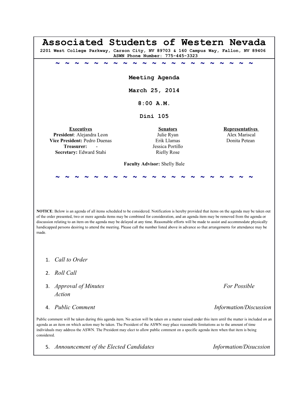 Approval of Minutes for Possible Action