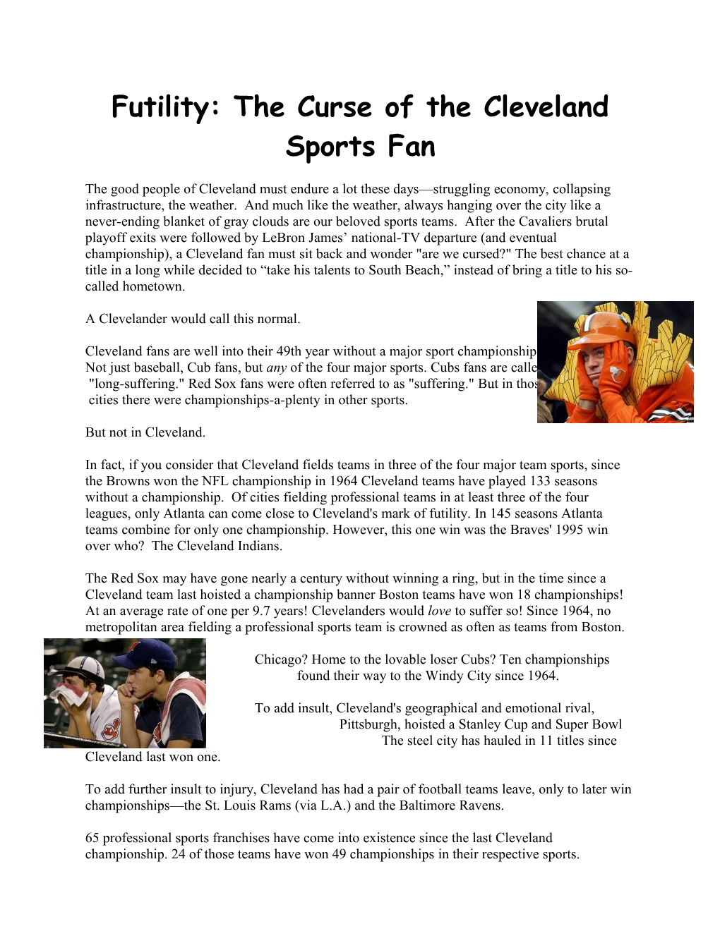 Futility: the Curse of the Cleveland Sports Fan
