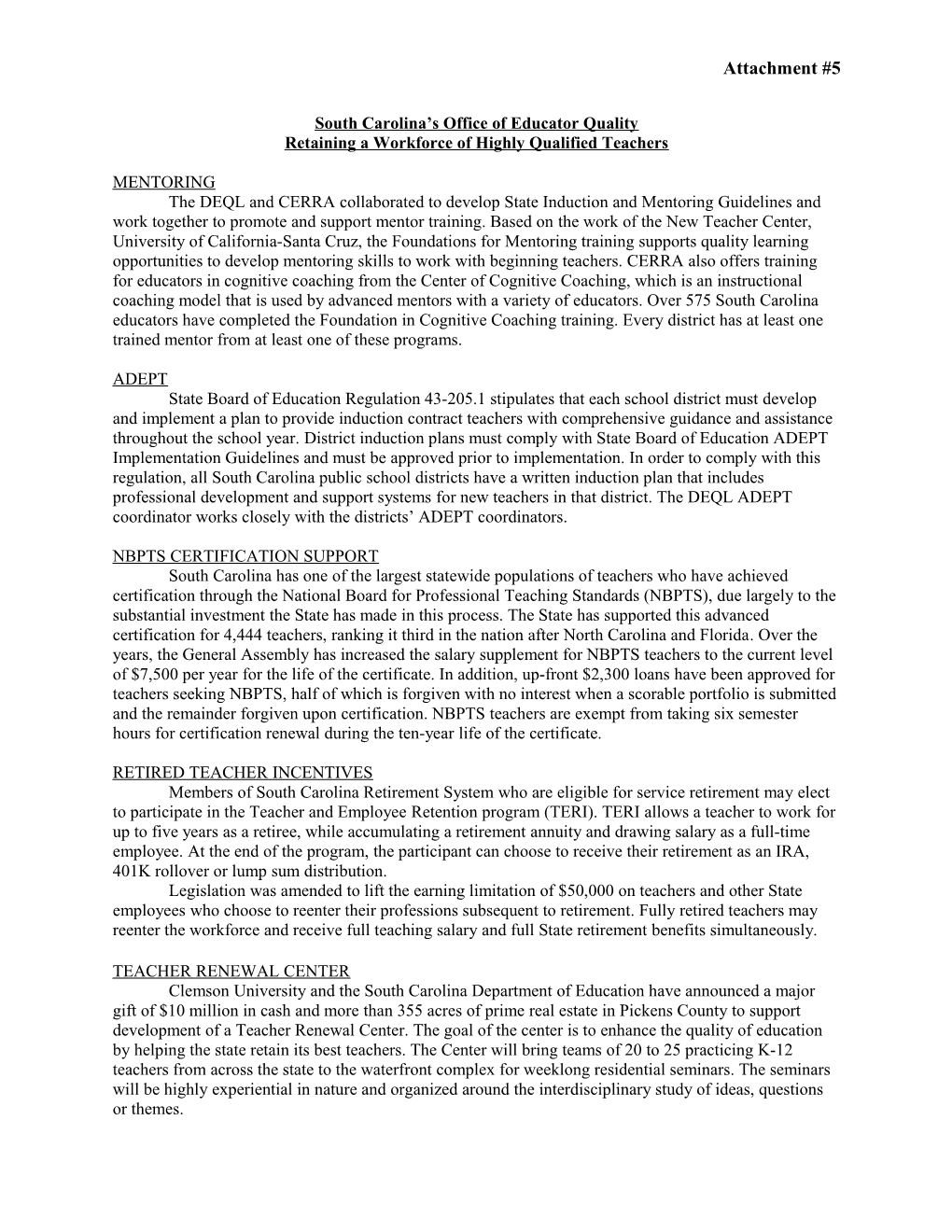 South Carolina S Office of Educator Quality Information (MS WORD)