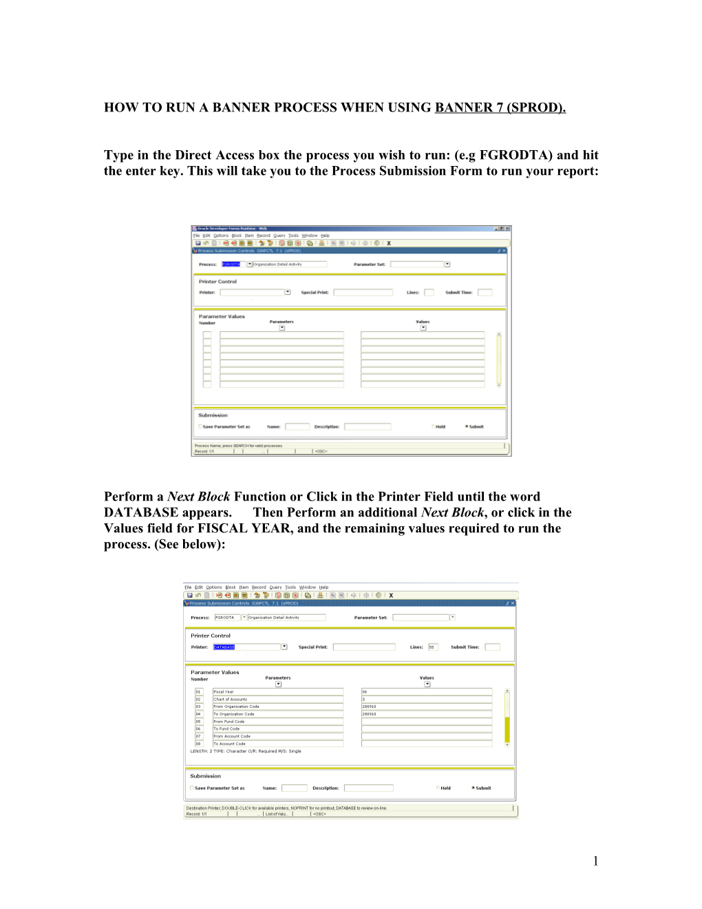 How to Run a Banner Process When Using Banner 7 (Sprod)