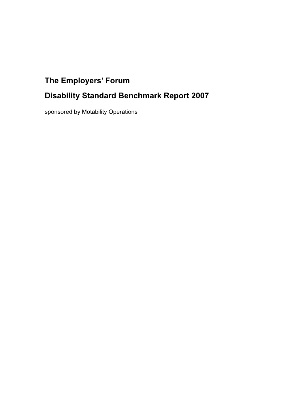 Disability Standard Benchmark Report 2007