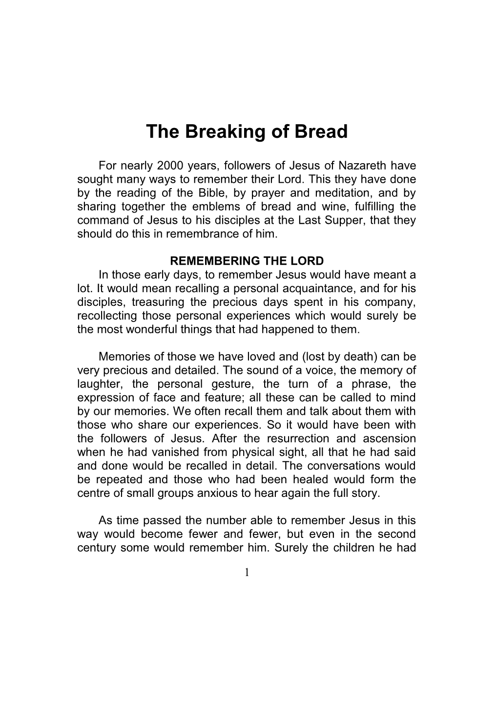 The Breaking of Bread