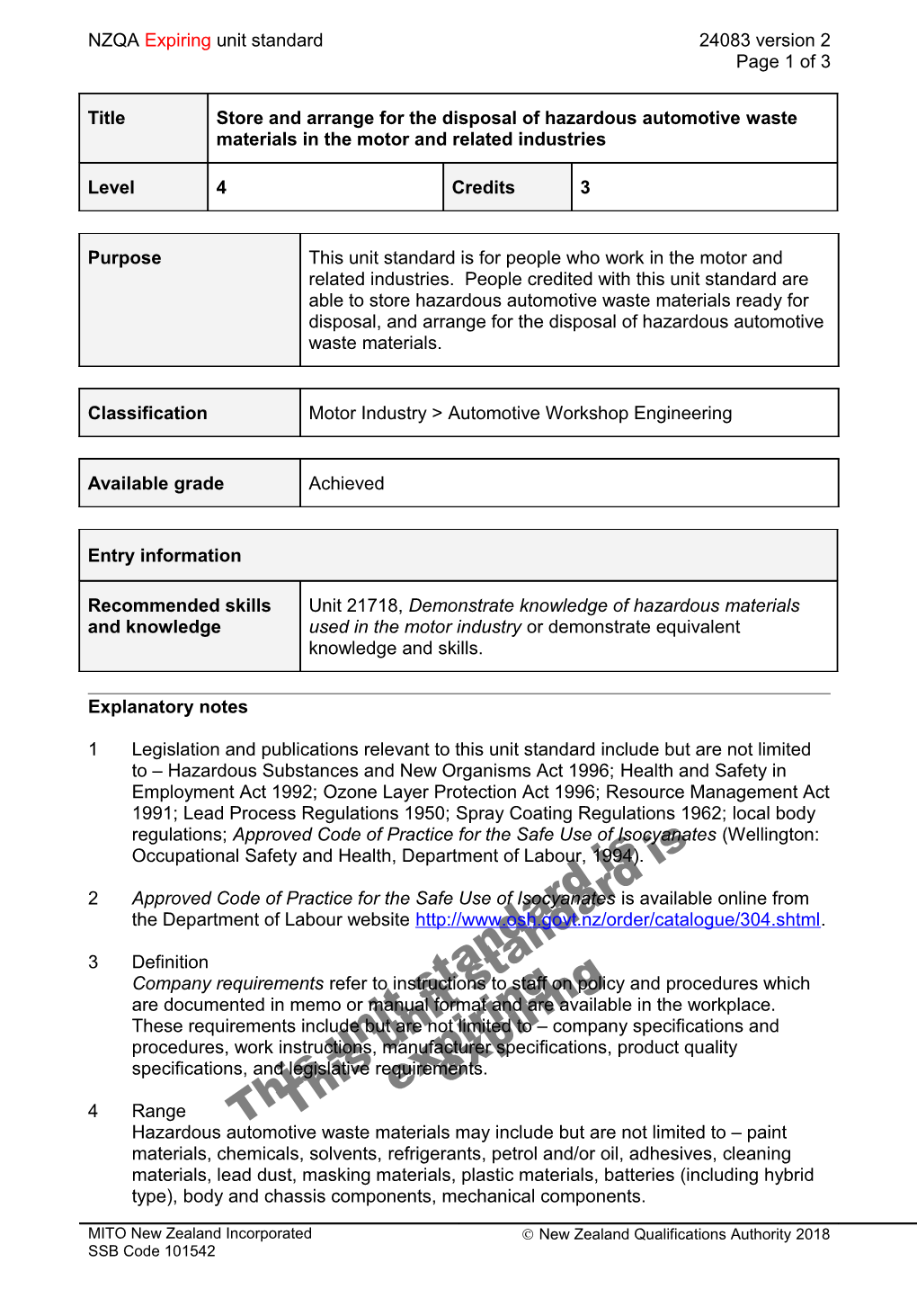 24083 Store and Arrange for the Disposal of Hazardous Automotive Waste Materials in The