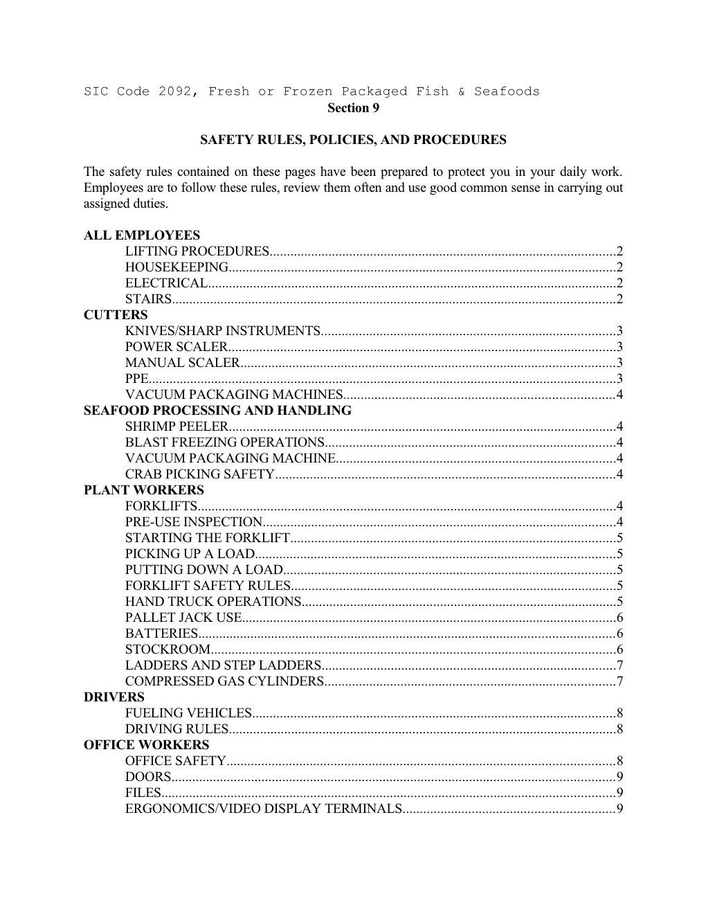 SIC Code 2092, Fresh Or Frozen Packaged Fish & Seafoods