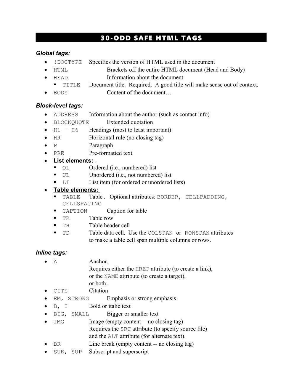 Hypertext Markup Procedure