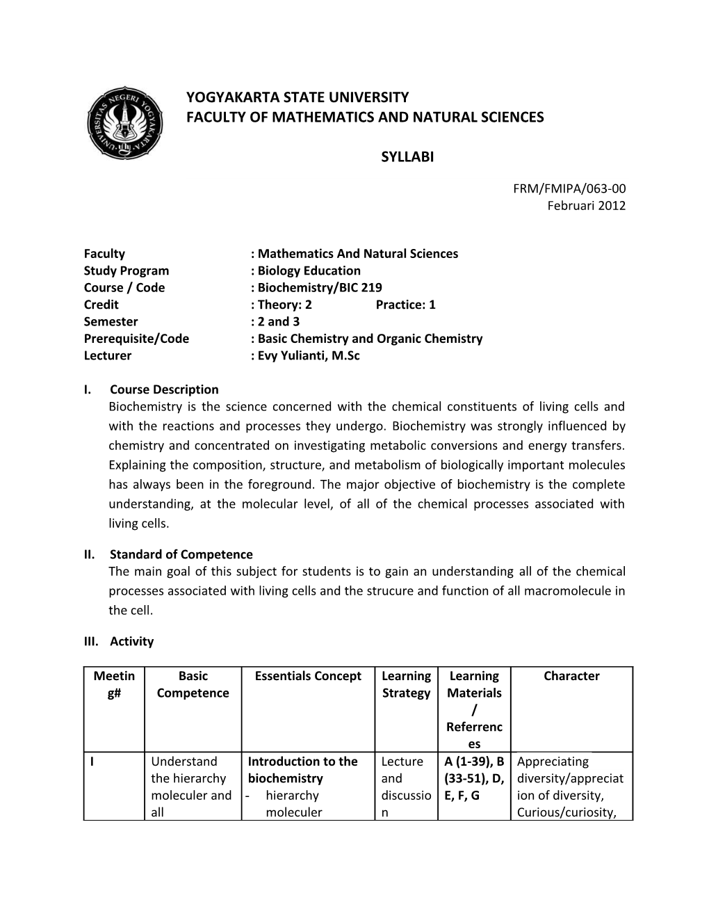 Faculty: Mathematics and Natural Sciences