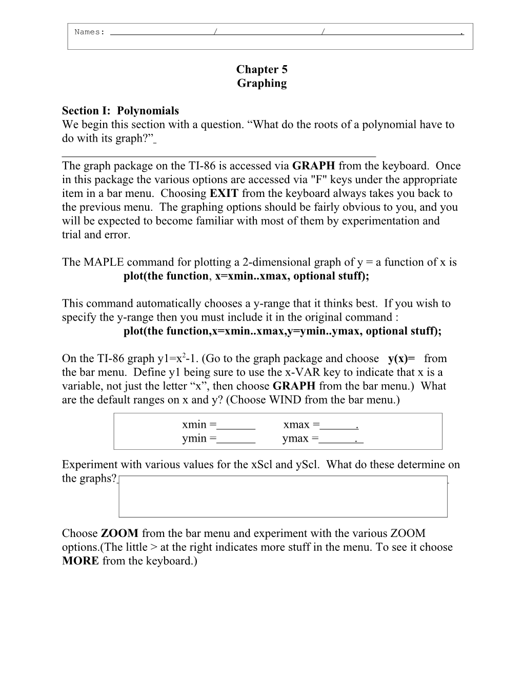 Section I: Polynomials