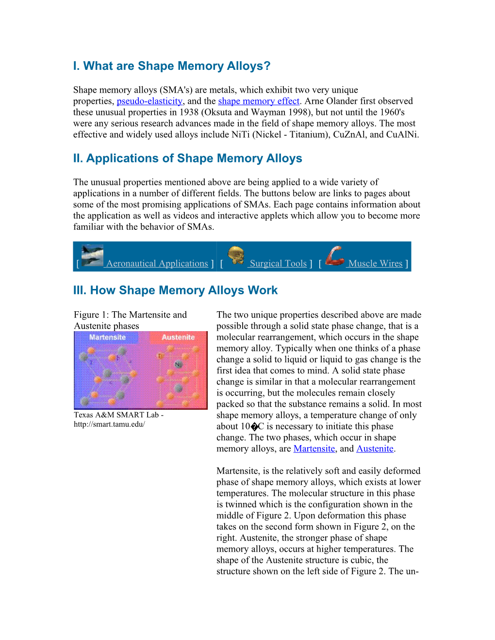 I. What Are Shape Memory Alloys?