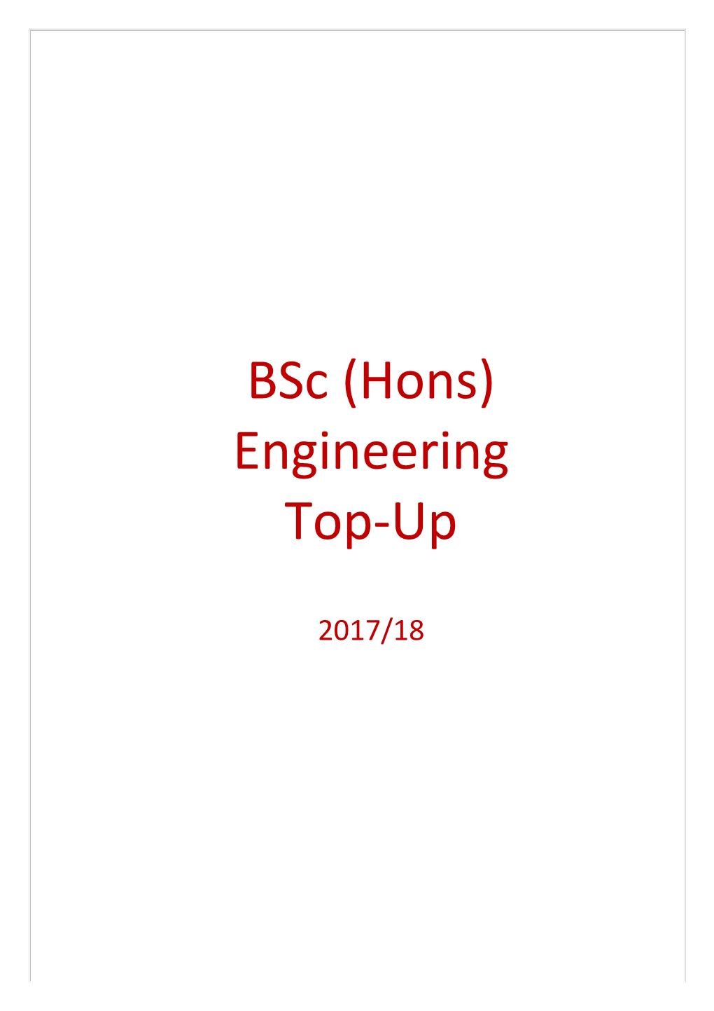 WELCOME to Bsc ENGINEERING TOP-UP