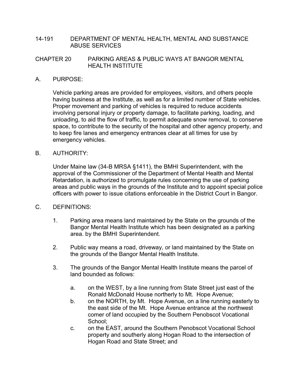 14-191Department of Mental Health, Mental and Substance Abuse Services