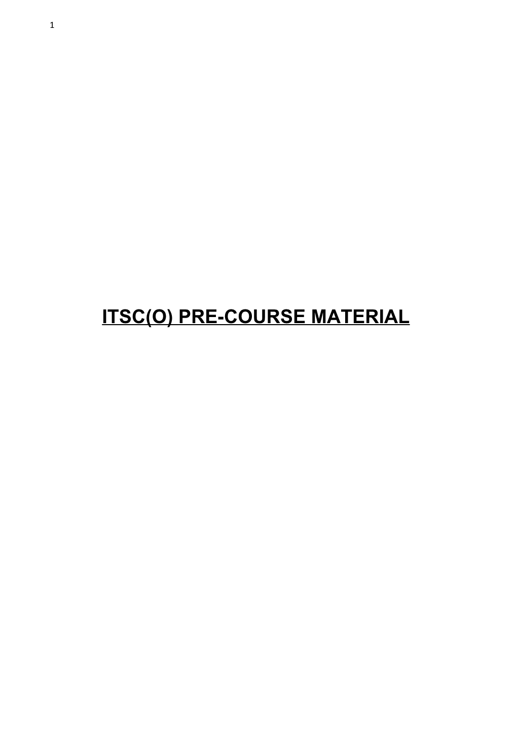 Itsc(O) Pre-Course Material