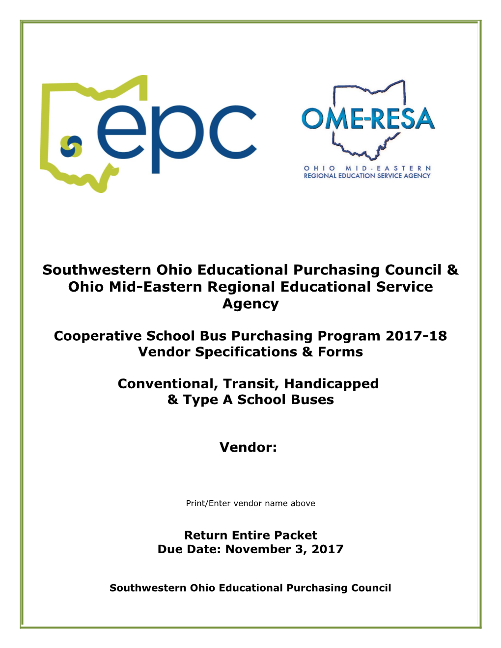 Cooperative School Bus Purchasing Program 2017-18