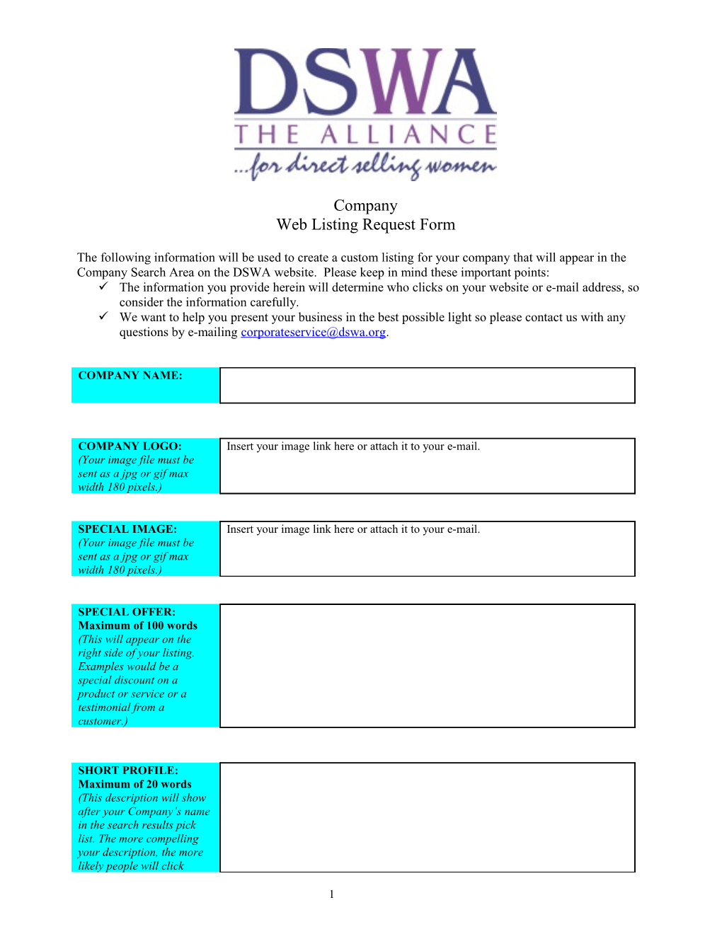 Companyweb Listing Request Form