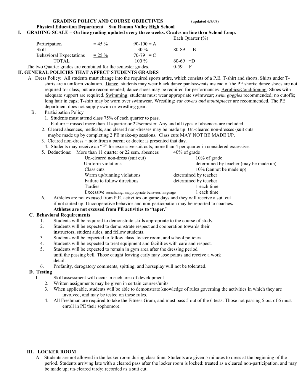 Grading Policy and Course Objectives