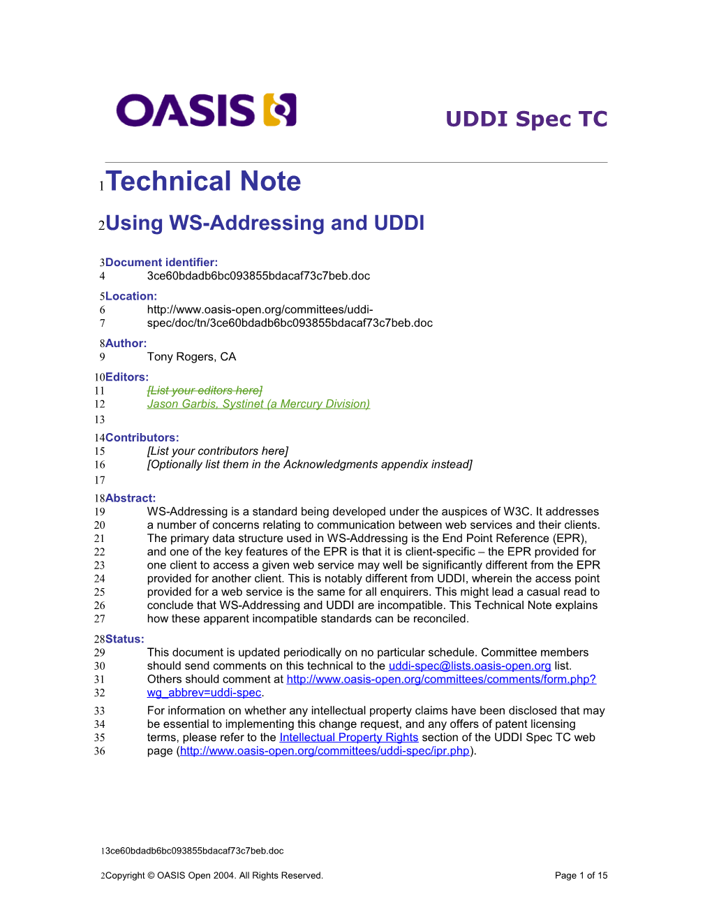 Using WS-Addressing and UDDI