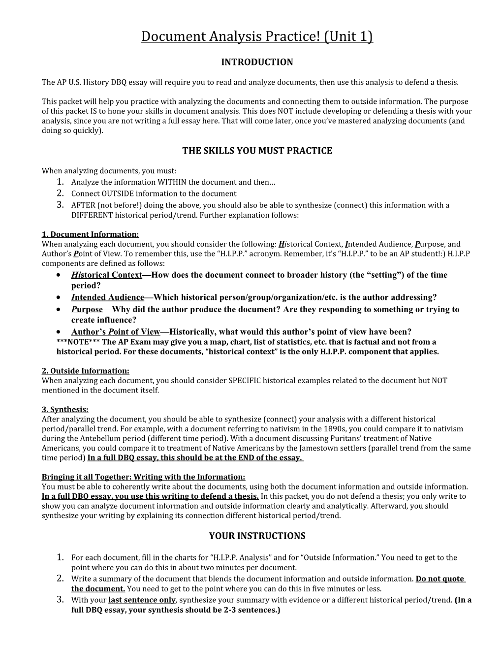 Document Analysis Practice! (Unit 1)