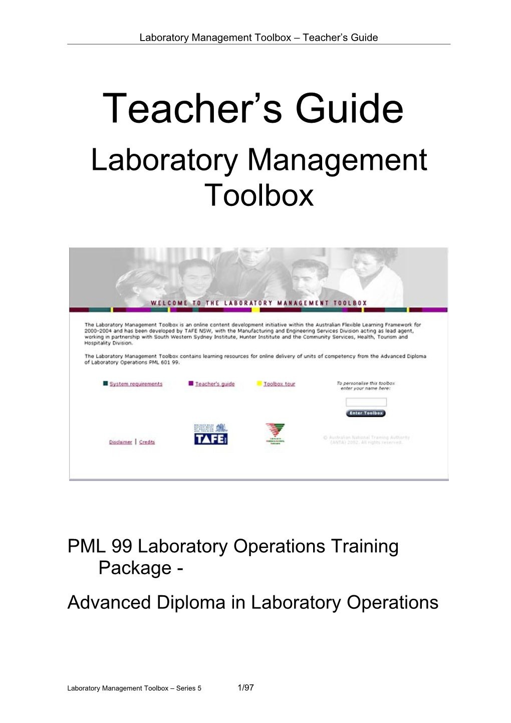 Laboratory Management Toolbox Teacher S Guide