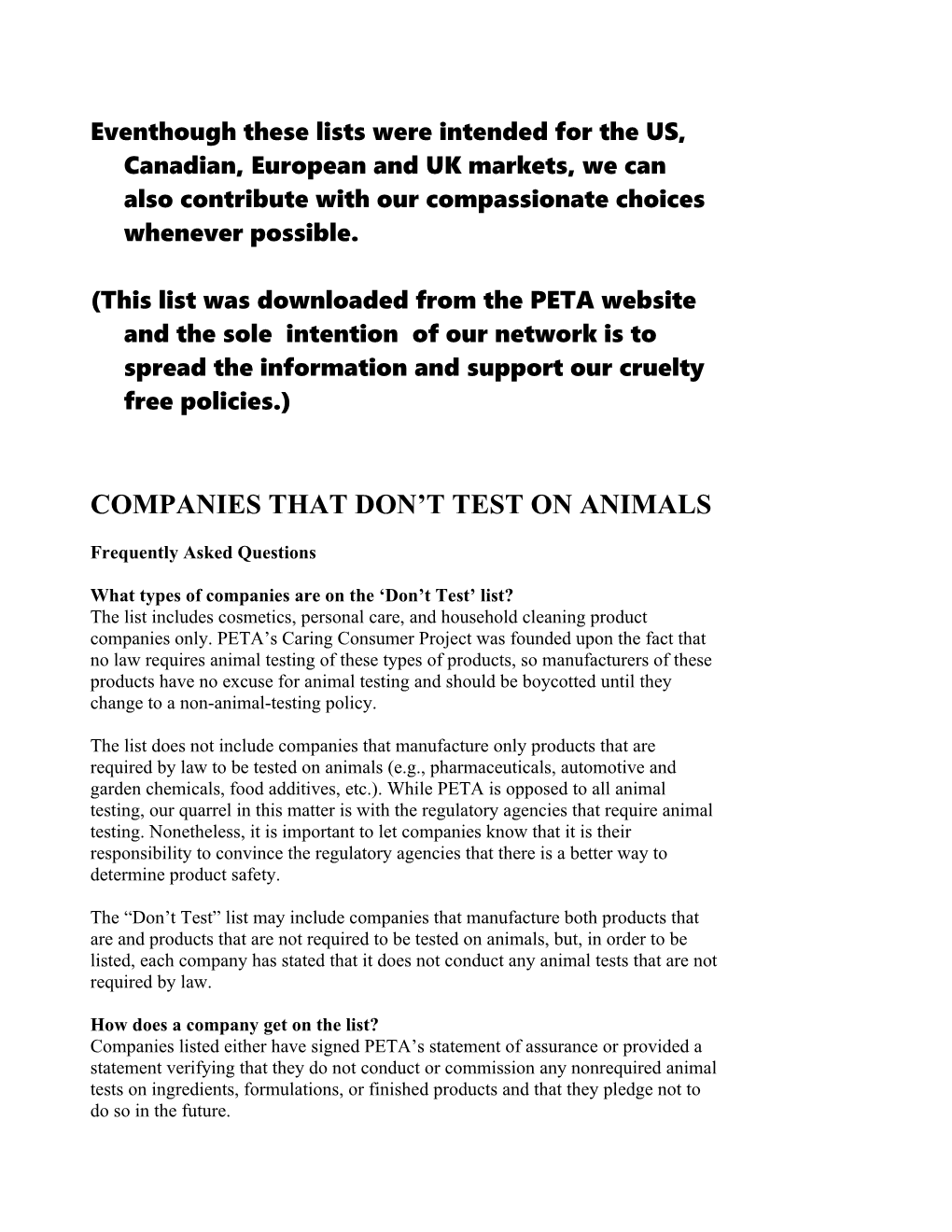 Companies That Do Test on Animals