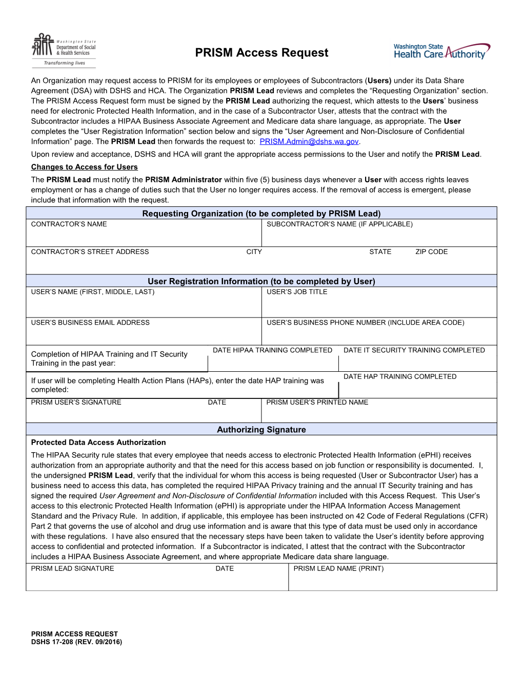 PRISM Access Request