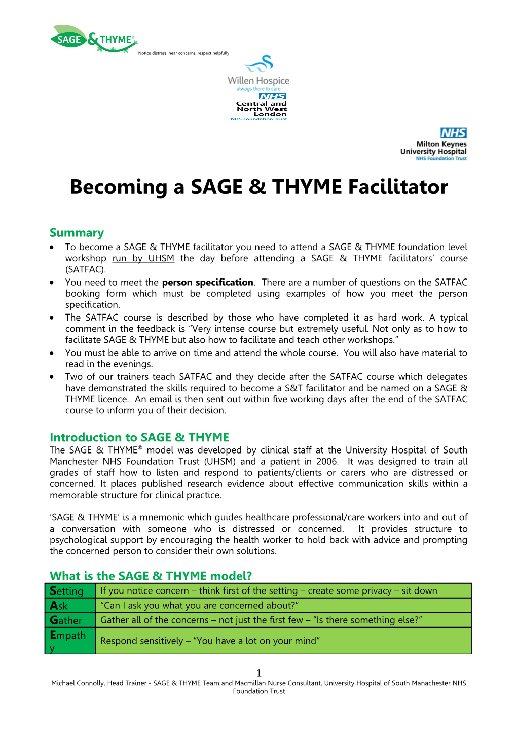 Becoming a SAGE & THYME Facilitator