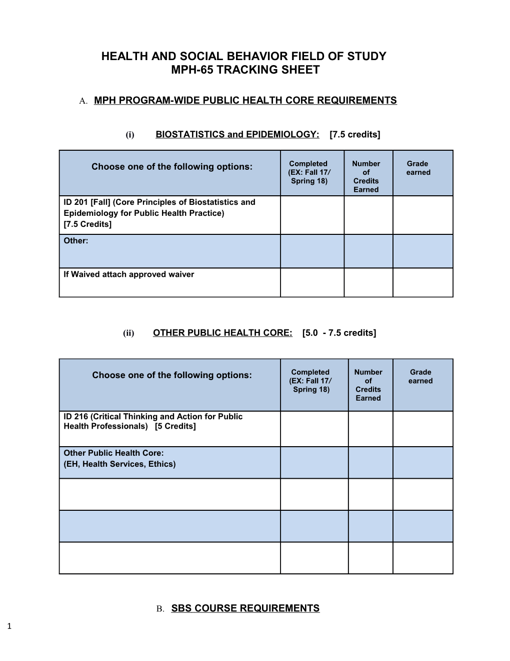 Health and Social Behavior Field of Study