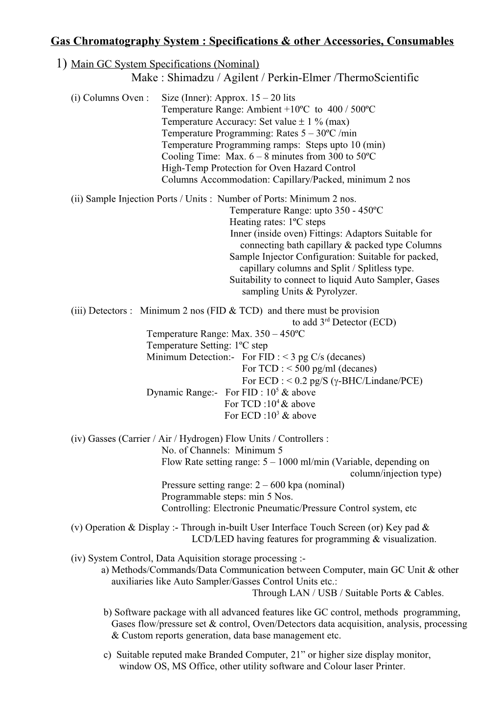 Gas Chromatography System (E-Procurement)