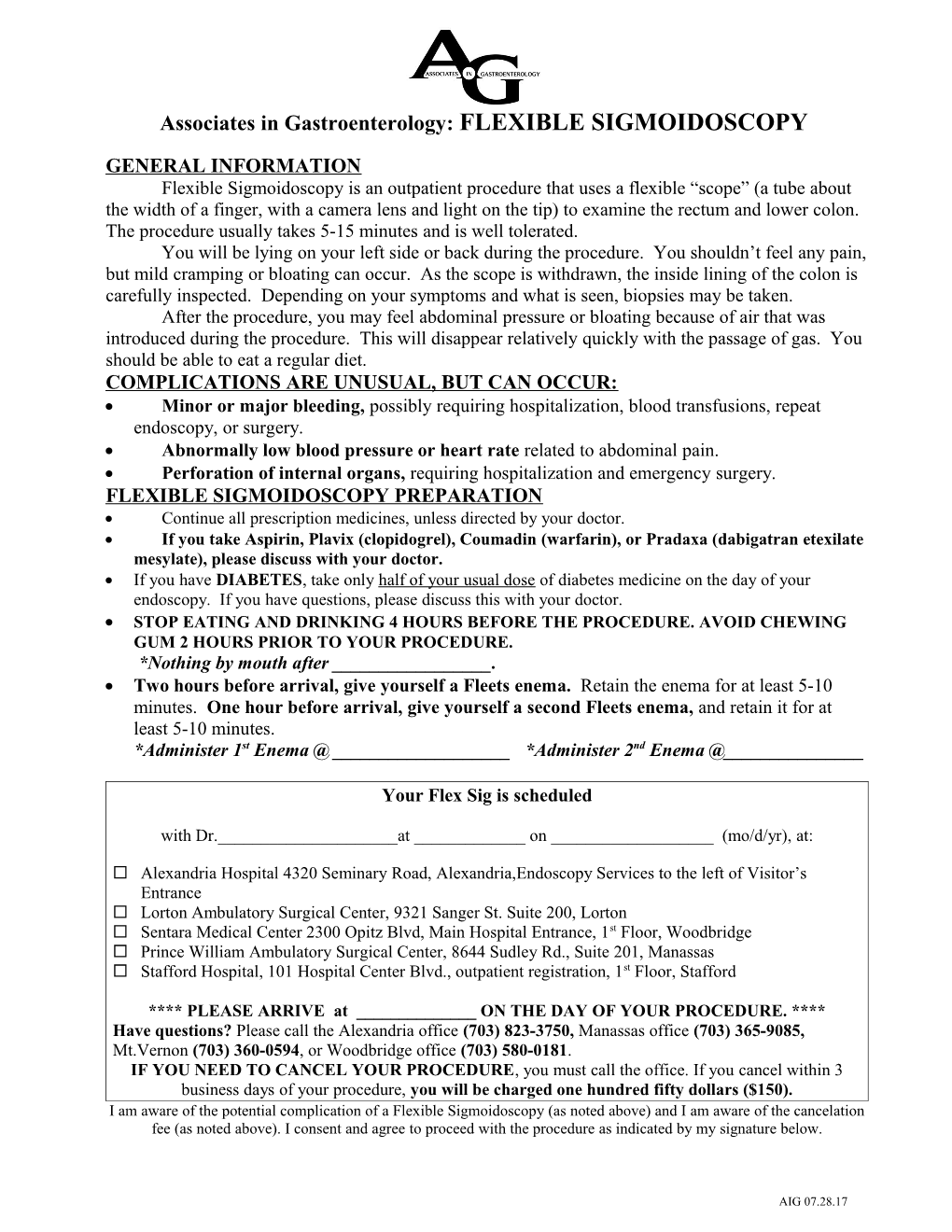 Associates in Gastroenterology: FLEXIBLE SIGMOIDOSCOPY