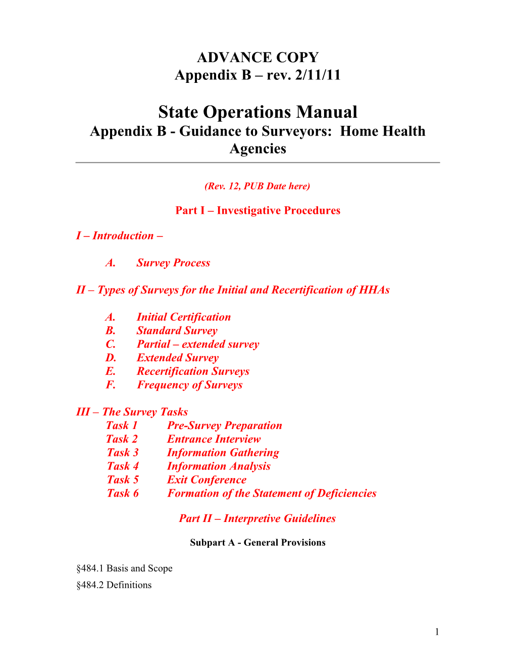 Appendix B - Guidance to Surveyors: Home Health Agencies