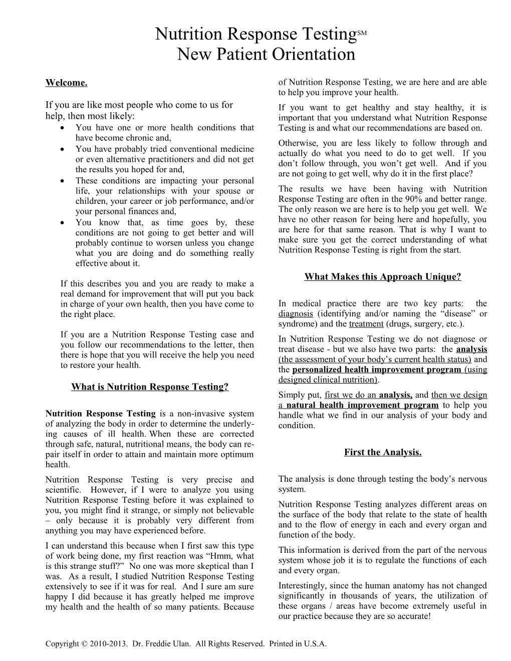 Autonomic Response Testing