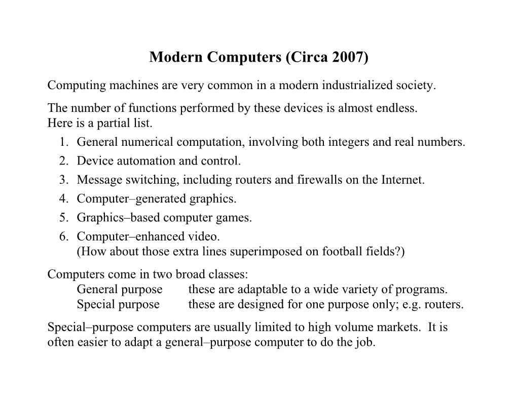 Modern Computers (Circa 2007)