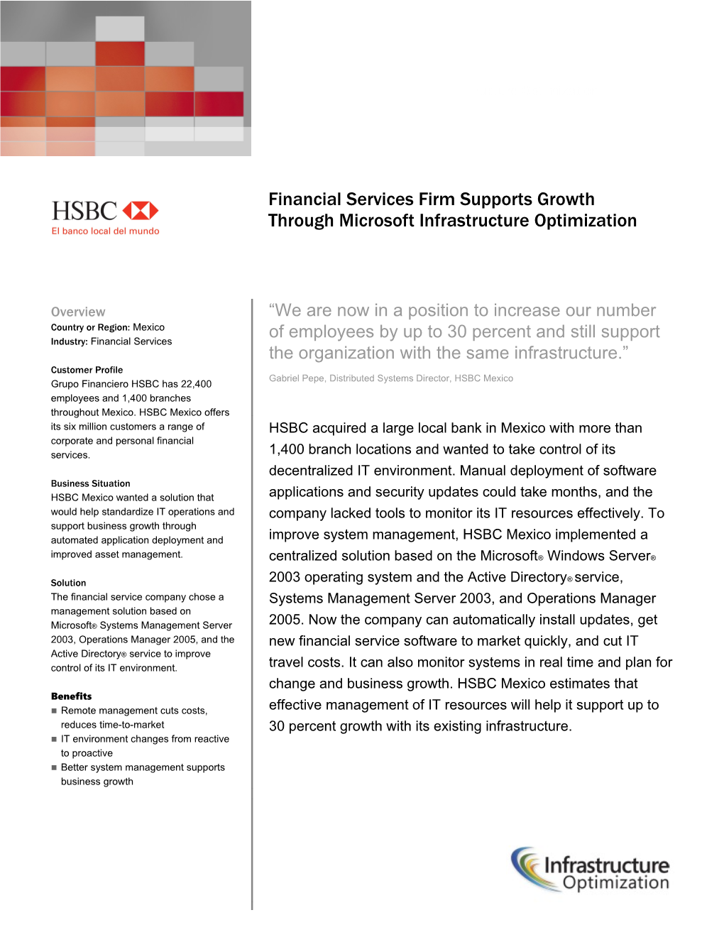 Financial Services Firm Supports Growth Through Microsoft Infrastructure Optimization