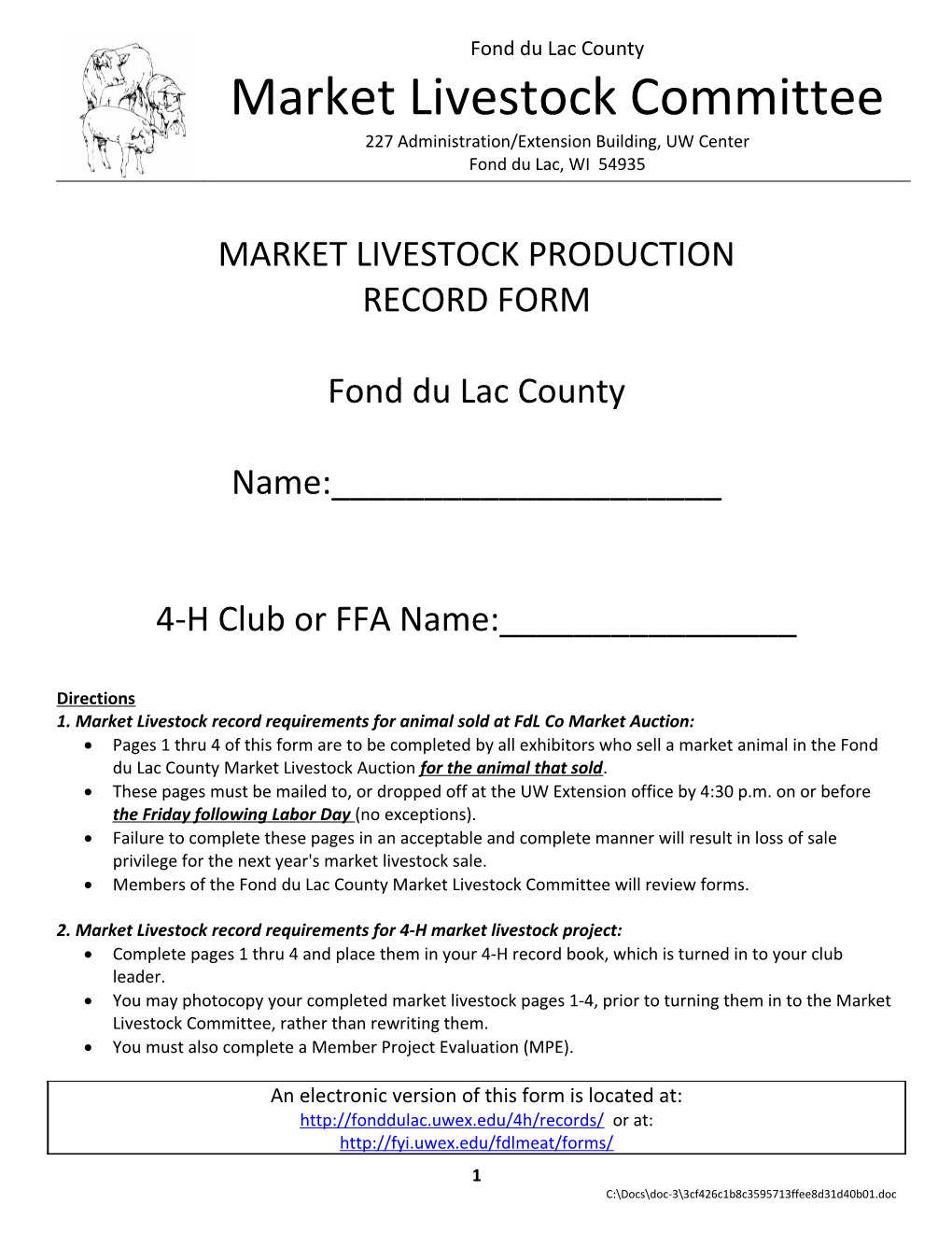 Market Livestock Production