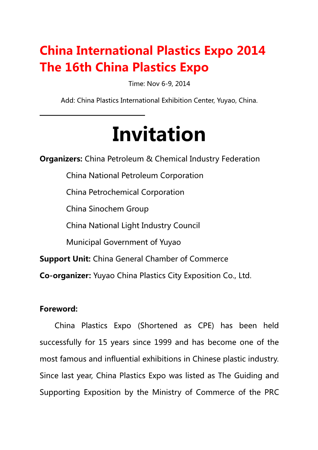 China International Plastics Expo 2014