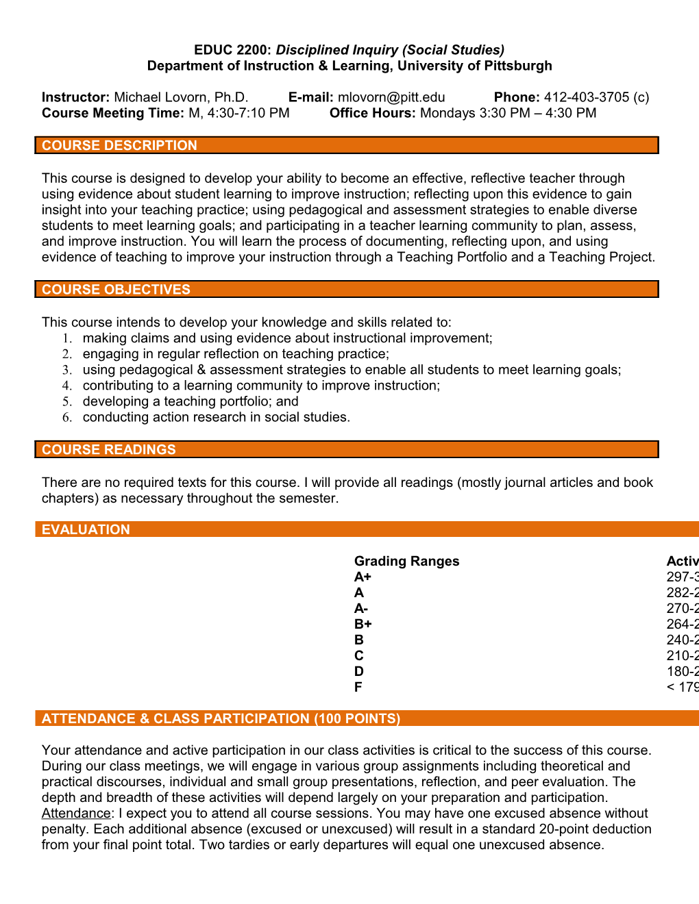 EDUC 2200: Disciplined Inquiry (Social Studies)