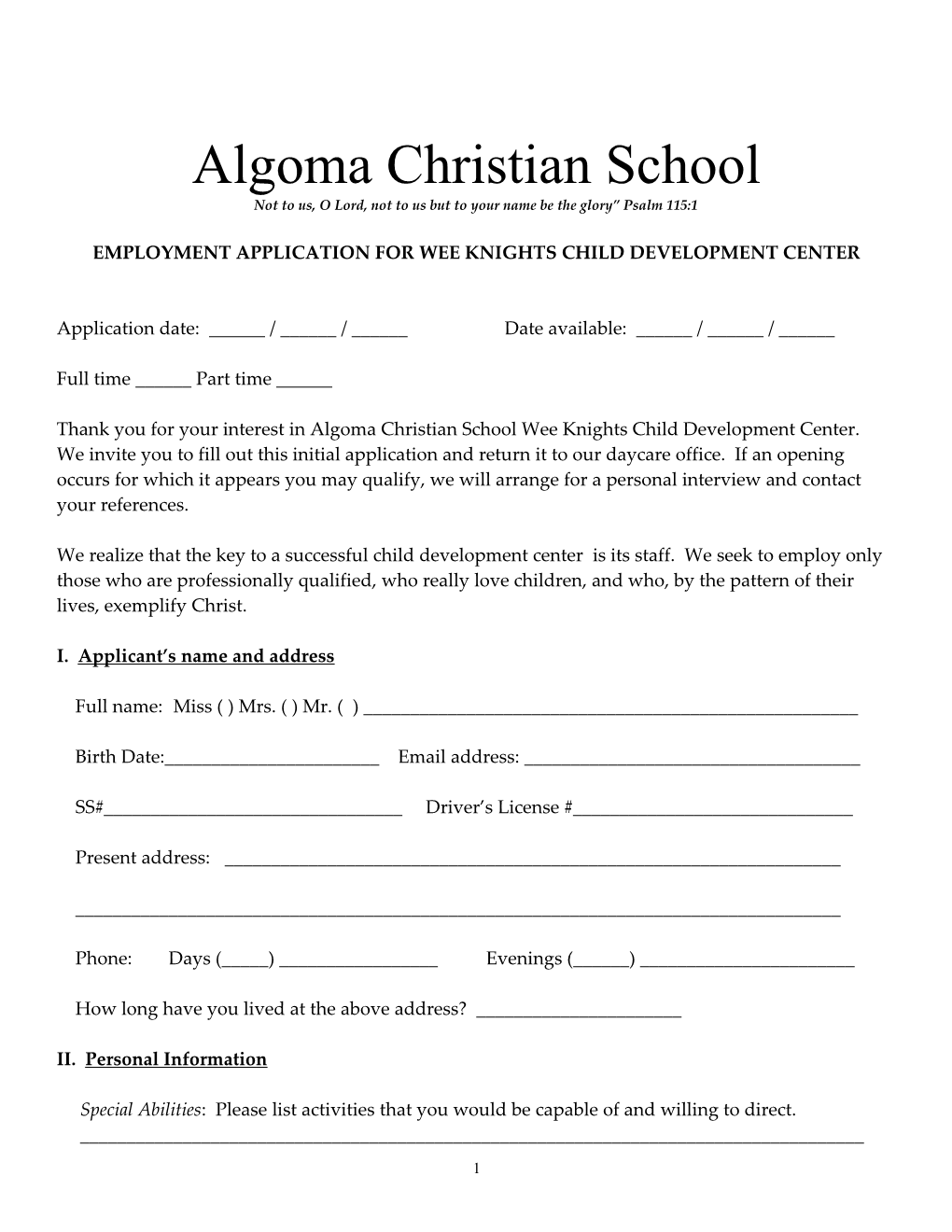 Algoma Christian School