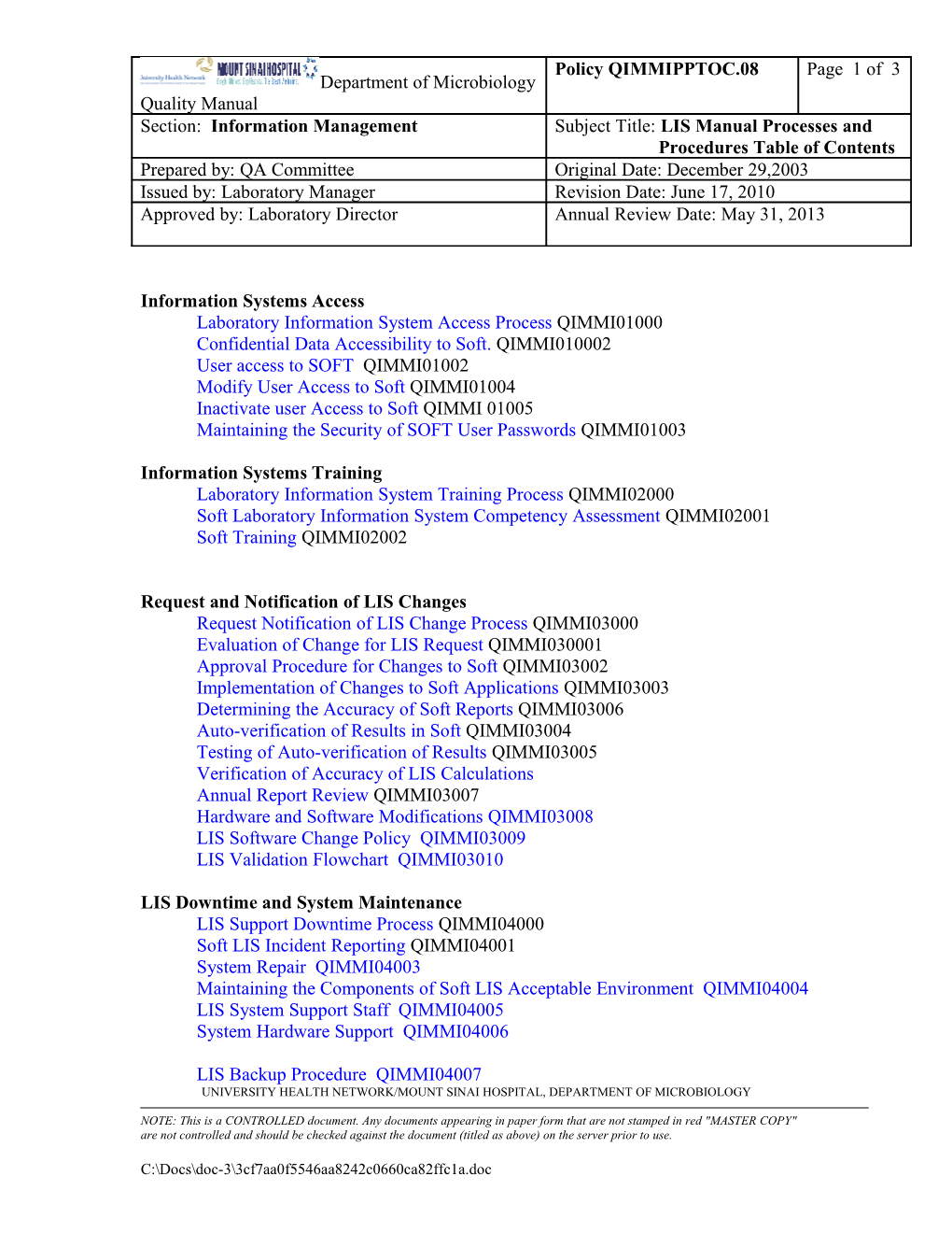 Information Systems Access