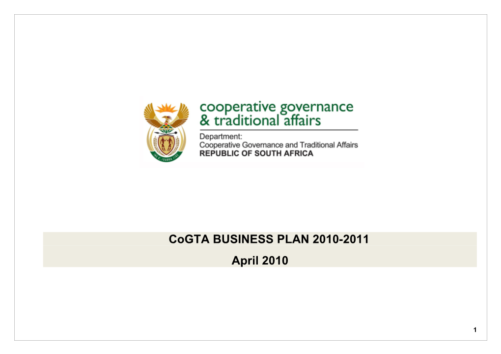 Cogta BUSINESS PLAN 2010-2011