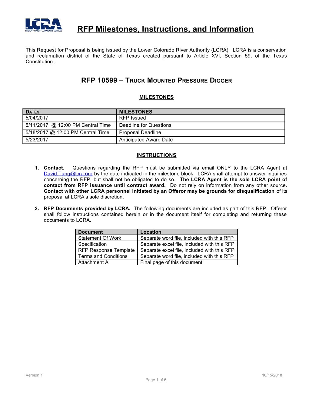 RFP 10599 Truck Mounted Pressure Digger