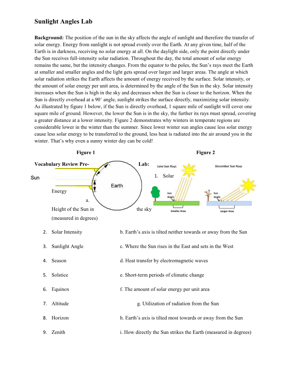 Sunlight Angles Lab