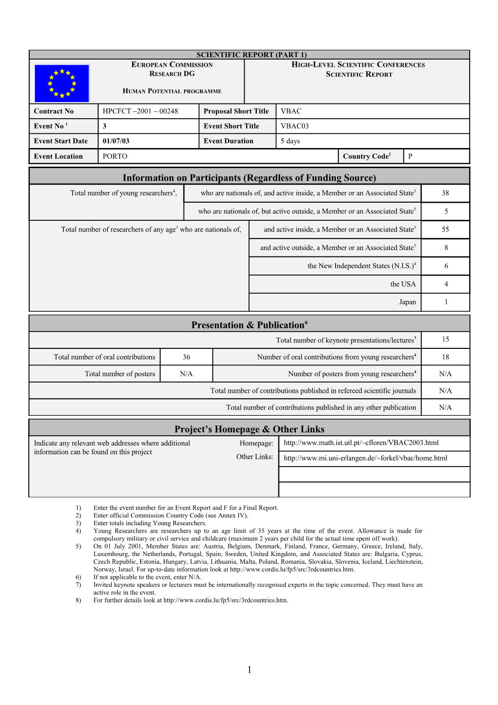 Hlsc Scientific Report 2001