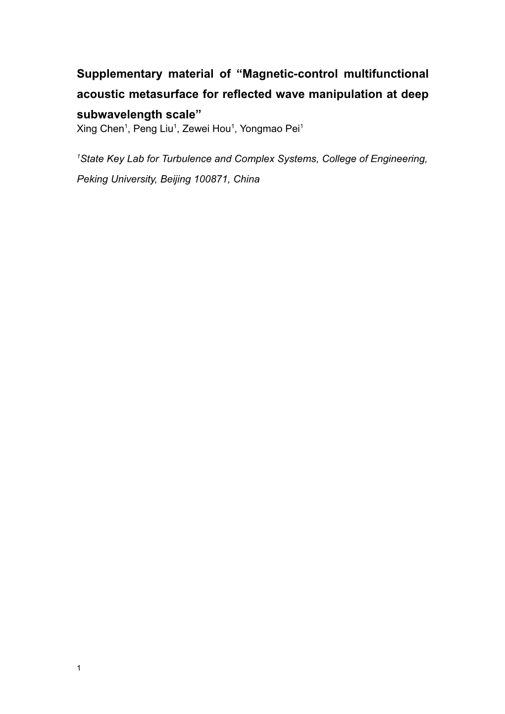 Supplementary Material of Magnetic-Control Multifunctional Acoustic Metasurface for Reflected