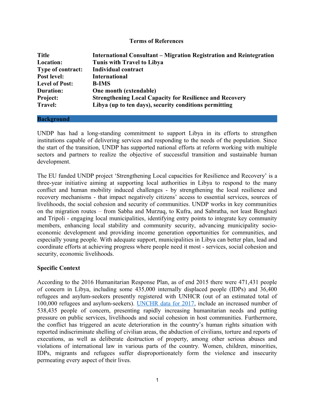 Titleinternational Consultant Migration Registration and Reintegration