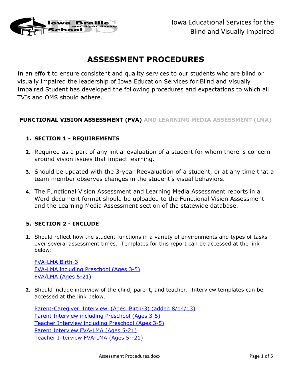 Functional Vision Assessment (Fva) and Learning Media Assessment (Lma)