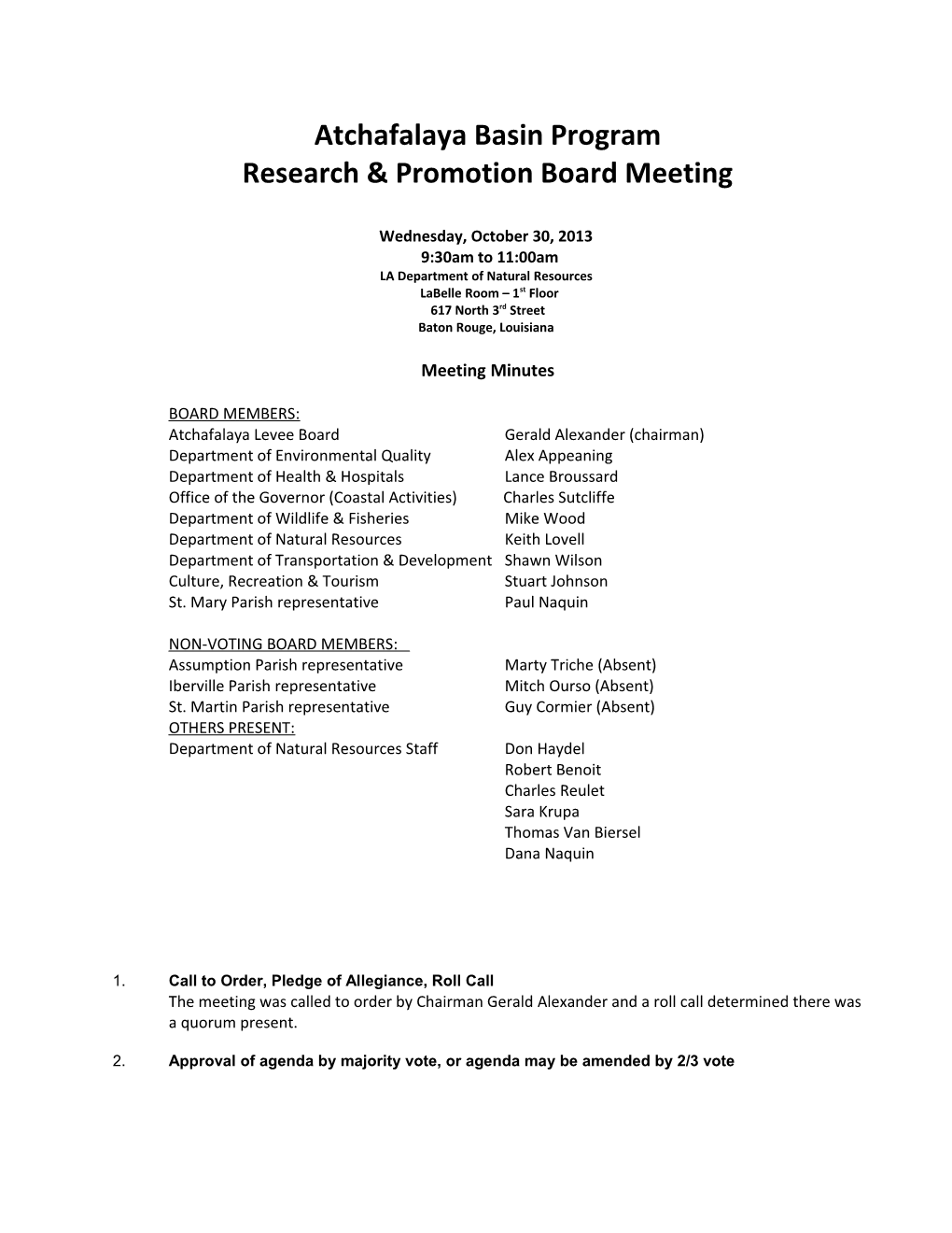 Research & Promotion Board Meeting