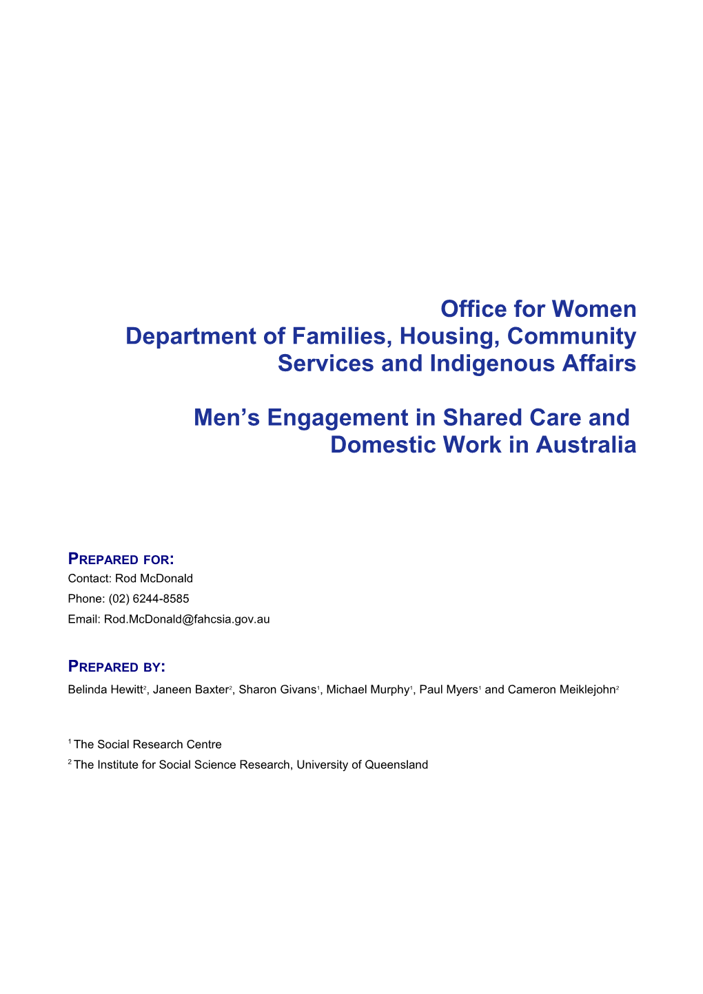 Department of Families, Housing, Community Services and Indigenous Affairs